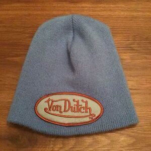 Vintage Y2K Von Dutch USA Blue Patch Beanie